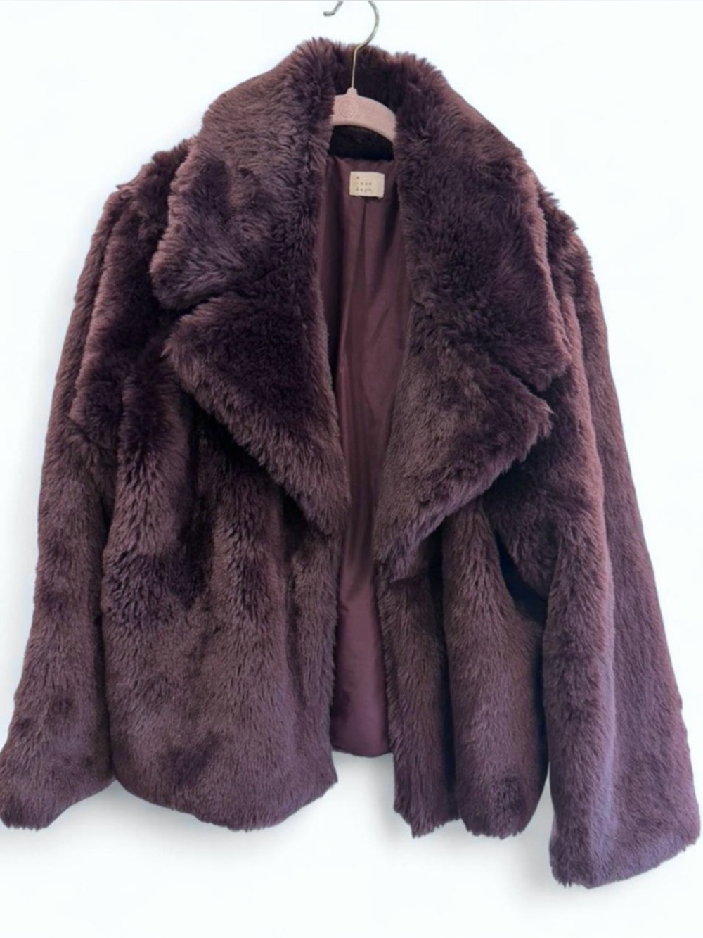 a new day Plush Faux Fur Teddy Jacket in Deep Plum